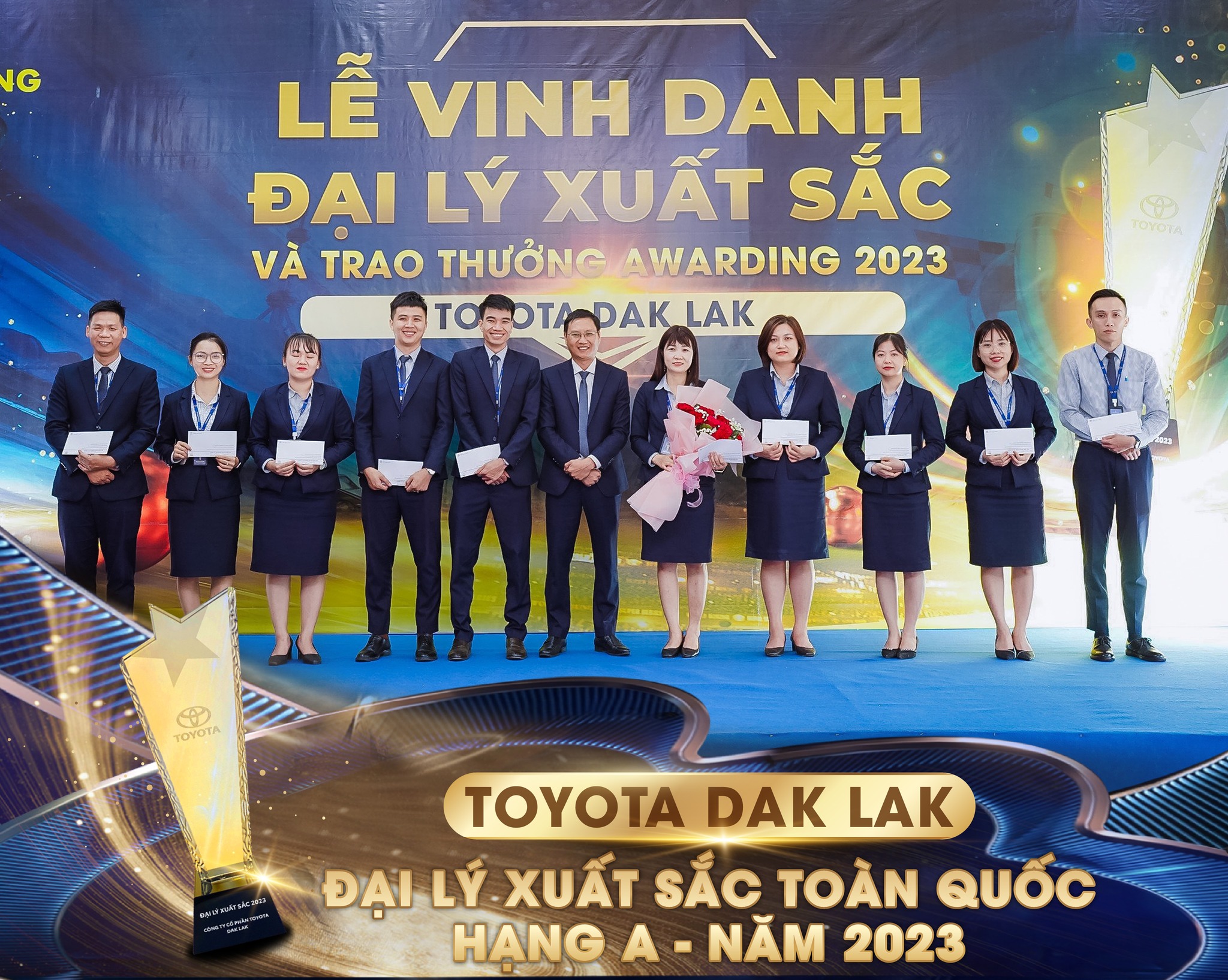 TOYOTA DAK LAK ĐẠT DANH HIỆU ĐẠI LÝ XUẤT SẮC NHẤT TOÀN QUỐC HẠNG A NĂM 2023